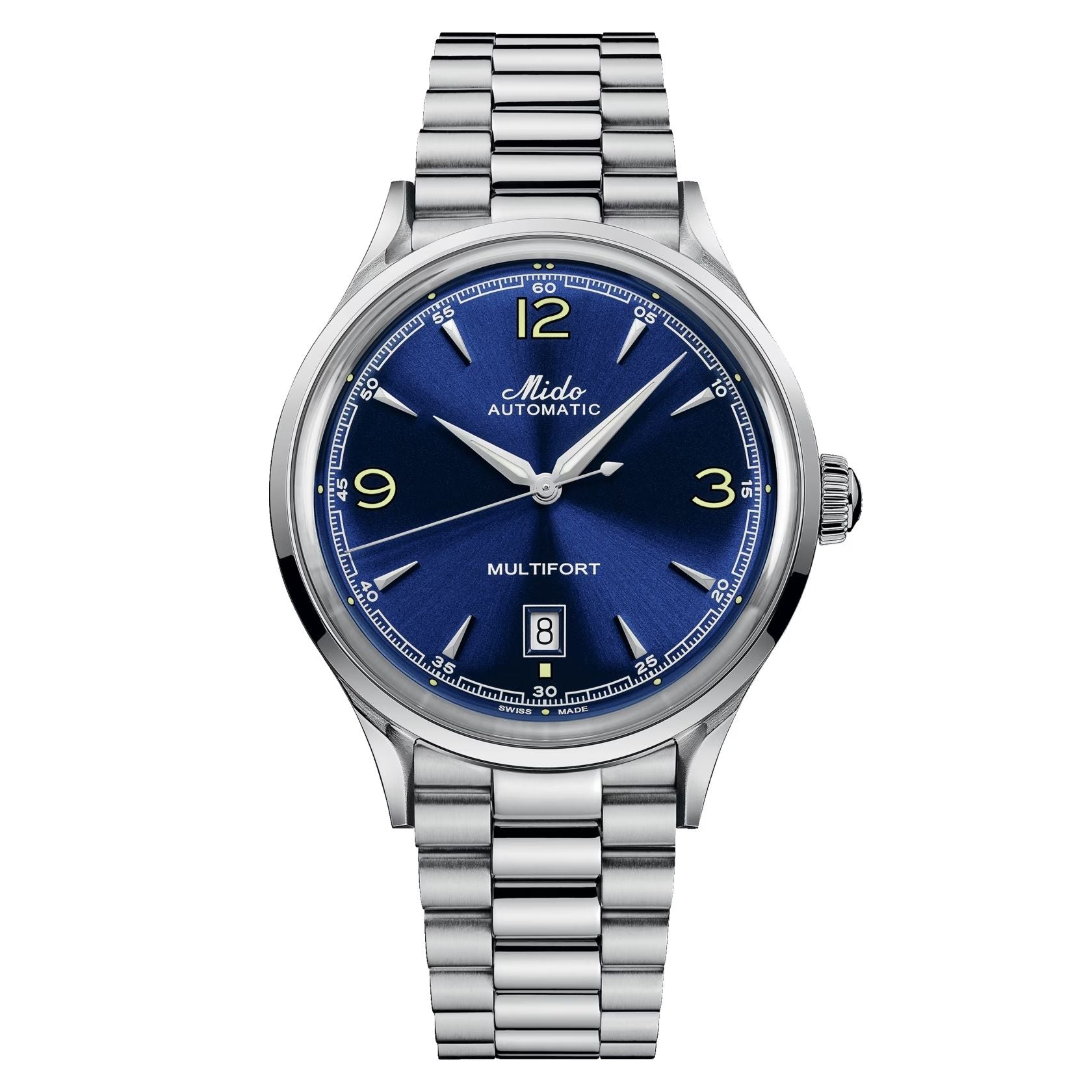 Orologio Uomo Mido Automatico Multifort Powerwind Acciaio Data Blu M0404071104700